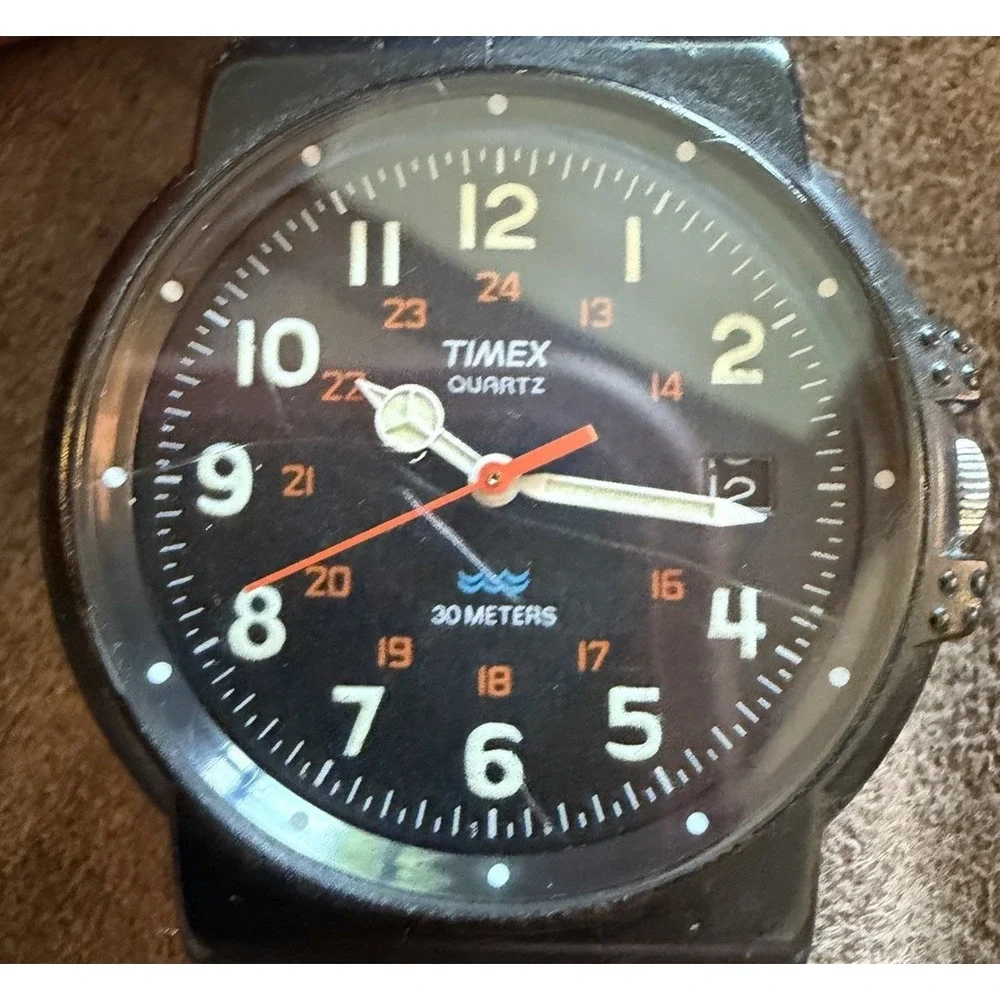 Timex T49 Military 24HR Field Watch Original Band Vintage Tested And Works